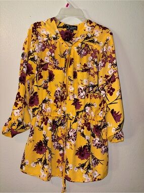 Justify Yellow Floral Zip-Front Tunic